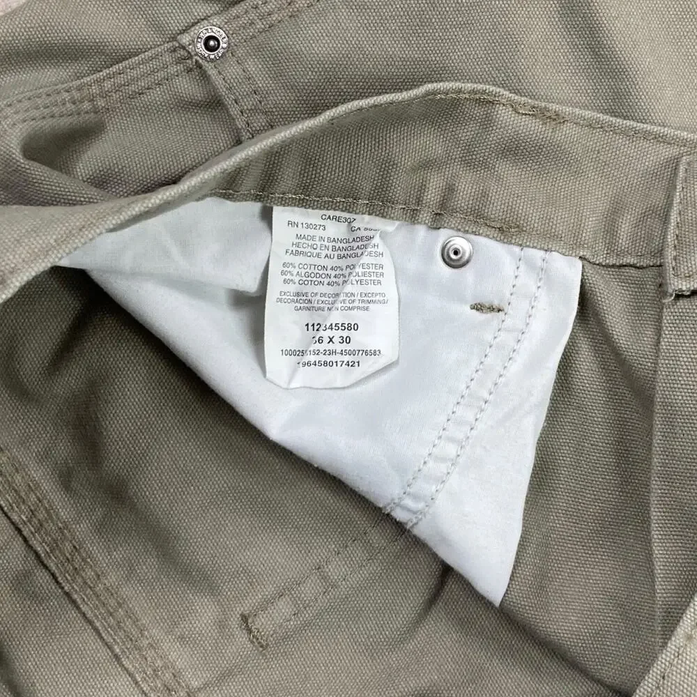 Vintage 90s Wrangler Carpenter Pants 36x30 Baggy Wide Leg Tan Canvas Painters - Picture 3 of 5